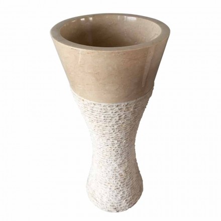 Lavabo a colonna bianco in pietra naturale Iris, pezzo unico Viadurini