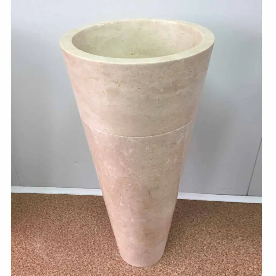 Lavabo a colonna conico bianco lucido Igor, fatto a mano, di design Viadurini