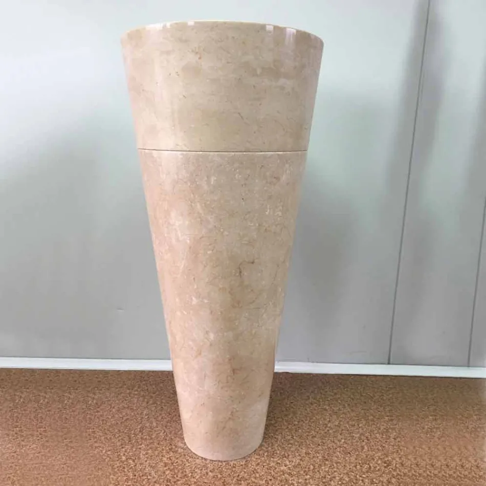 Lavabo a colonna conico bianco lucido Igor, fatto a mano, di design Viadurini