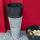 Lavabo a Colonna Conico in Pietra Naturale Nero Raja Viadurini