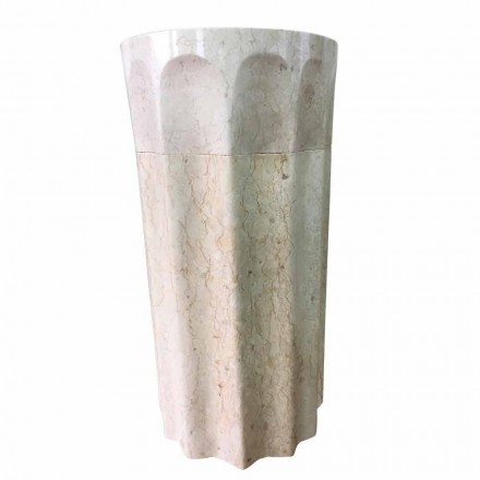 Lavabo a colonna Daisy colore bianco in pietra naturale, pezzo unico Viadurini