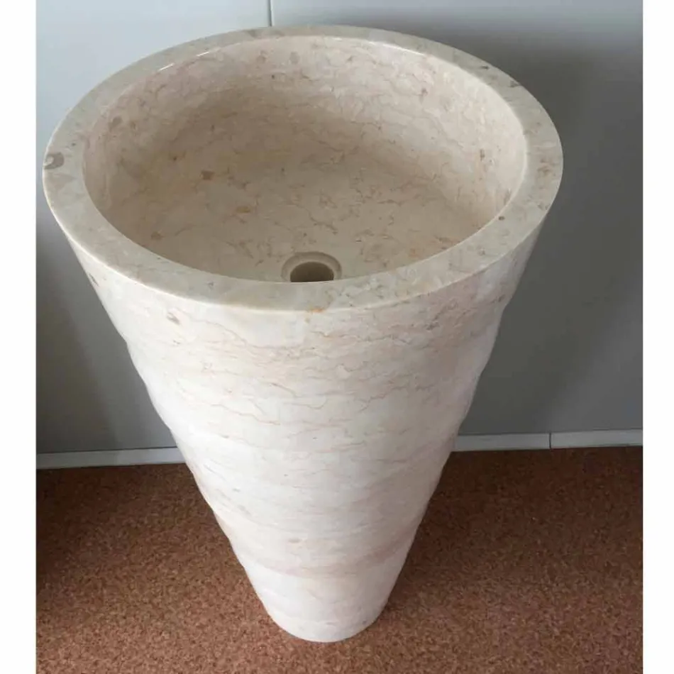 Lavabo a colonna design per bagno in pietra bianca Brent, pezzo unico Viadurini