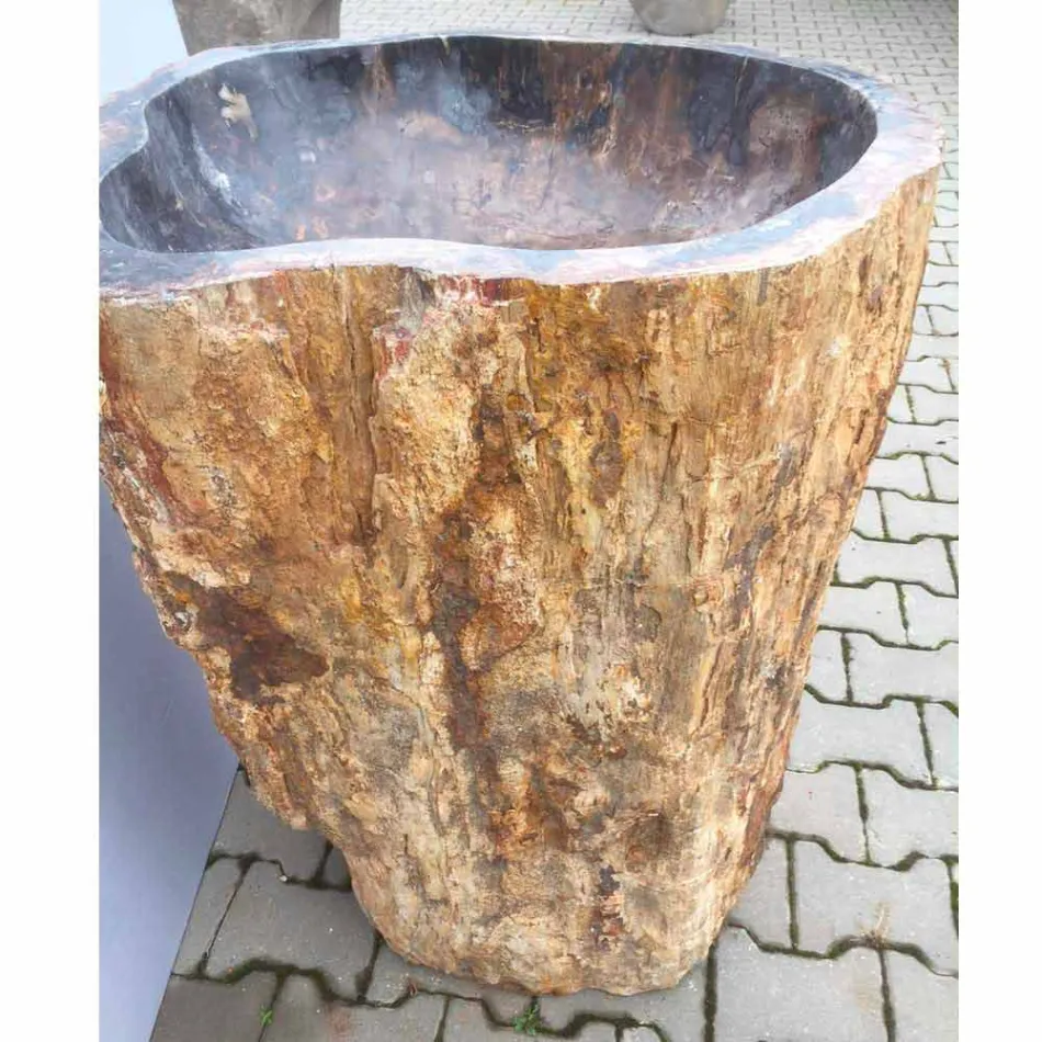 Lavabo a colonna di design in pietra naturale Ley, fatto a mano Viadurini