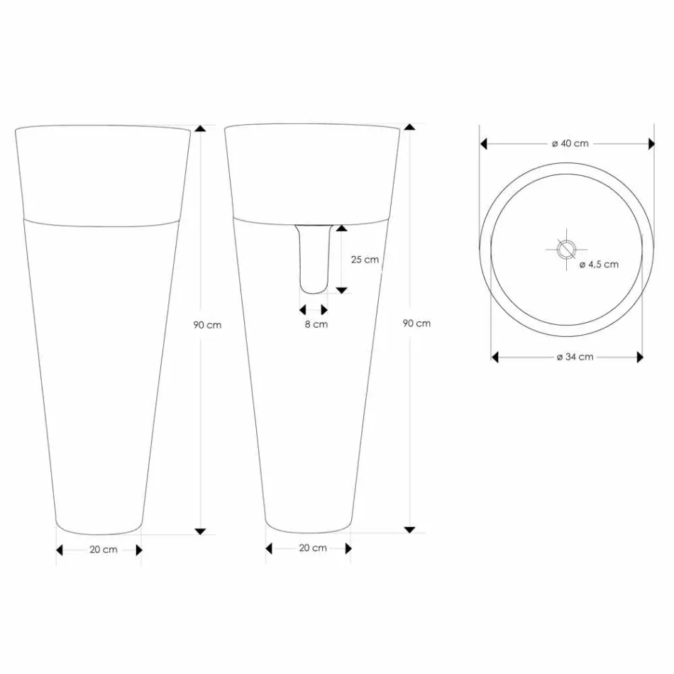 Lavabo a Colonna di Design Moderno in Marmo Nero Lucido - Merlo Viadurini