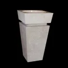 Lavabo a colonna in pietra naturale Sire bianco, fatto a mano Viadurini