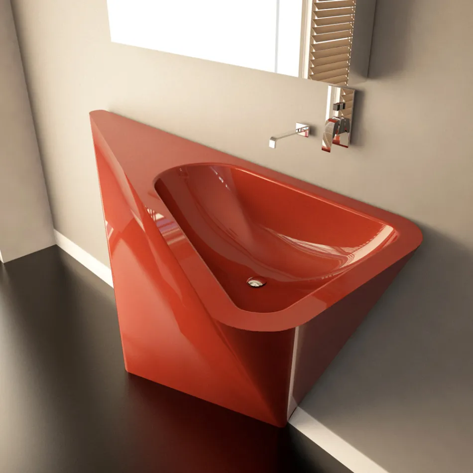 Lavabo a colonna moderno realizzato artigianalmente Mullet Viadurini