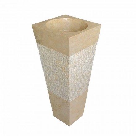 Lavabo a Colonna Piramidale in Pietra Naturale Beige Nias Viadurini