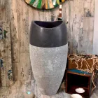 Lavabo a Colonna Sferico in Pietra Naturale Nero Gili Viadurini