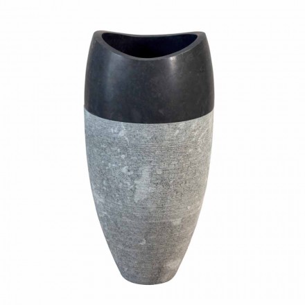 Lavabo a Colonna Sferico in Pietra Naturale Nero Gili Viadurini