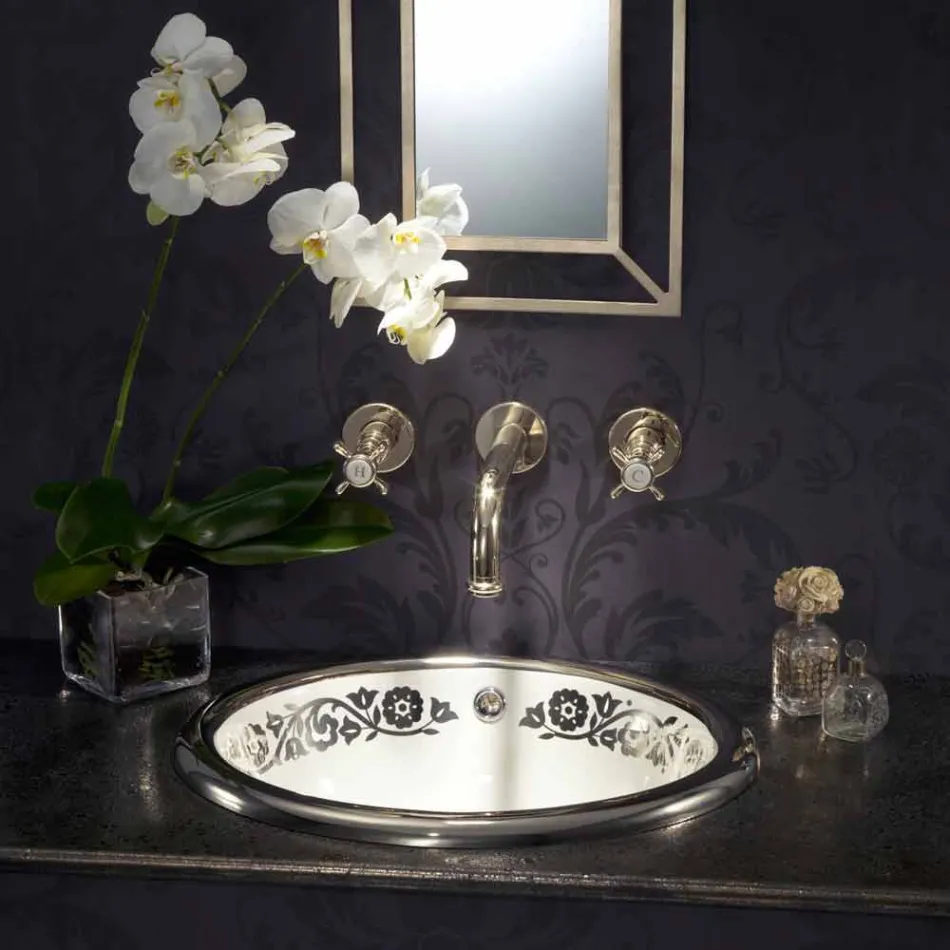 Lavabo a incasso di barocco design in fire clay made in Italy, Otis Viadurini