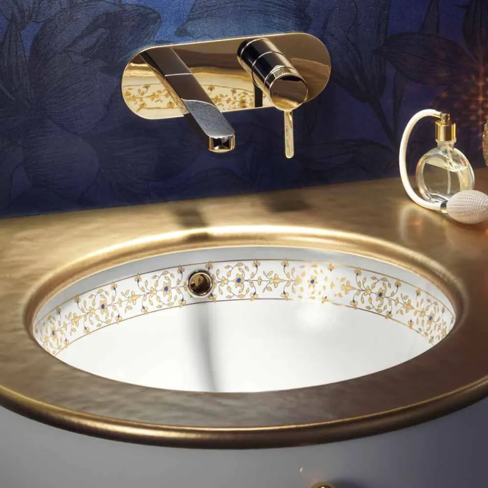 Lavabo a incasso di design barocco in fire clay made in Italy, Egeo Viadurini