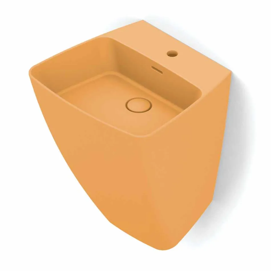 Lavabo a parete di design moderno in ceramica prodotto in Italia,Goran Viadurini