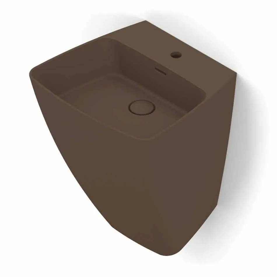 Lavabo a parete di design moderno in ceramica prodotto in Italia,Goran Viadurini