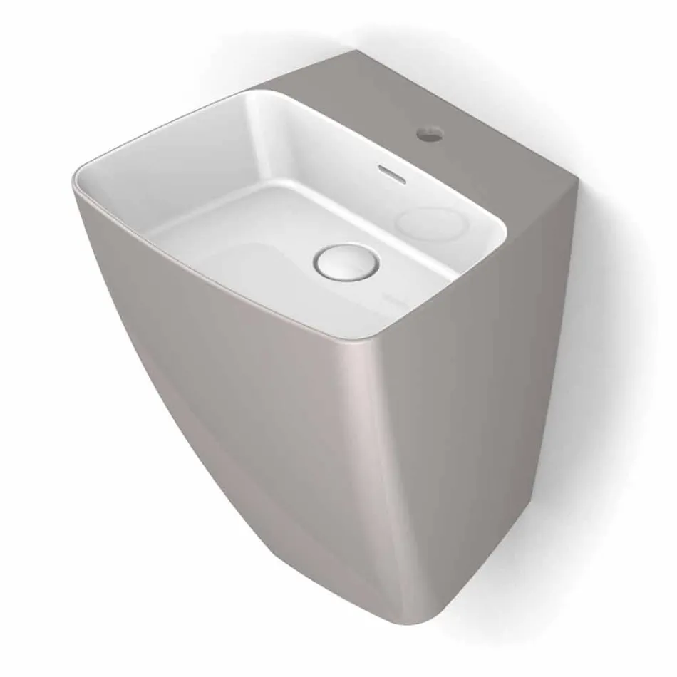 Lavabo a parete di design moderno in ceramica prodotto in Italia,Goran Viadurini