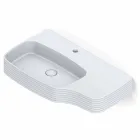 Lavabo a parete in ceramica moderno prodotto in Italia, Amleto Viadurini
