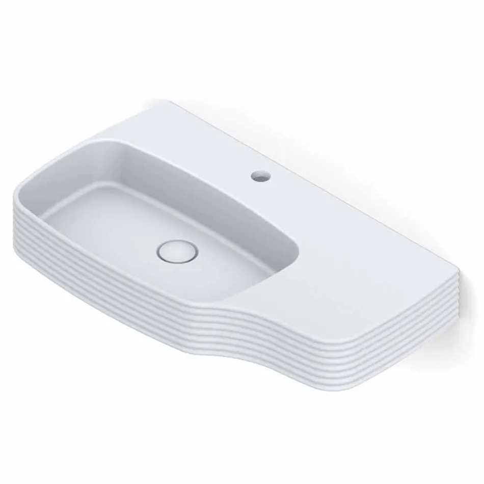 Lavabo a parete in ceramica moderno prodotto in Italia, Amleto Viadurini