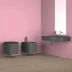 Lavabo a parete in ceramica moderno prodotto in Italia, Amleto Viadurini