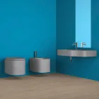 Lavabo a parete in ceramica moderno prodotto in Italia, Amleto Viadurini