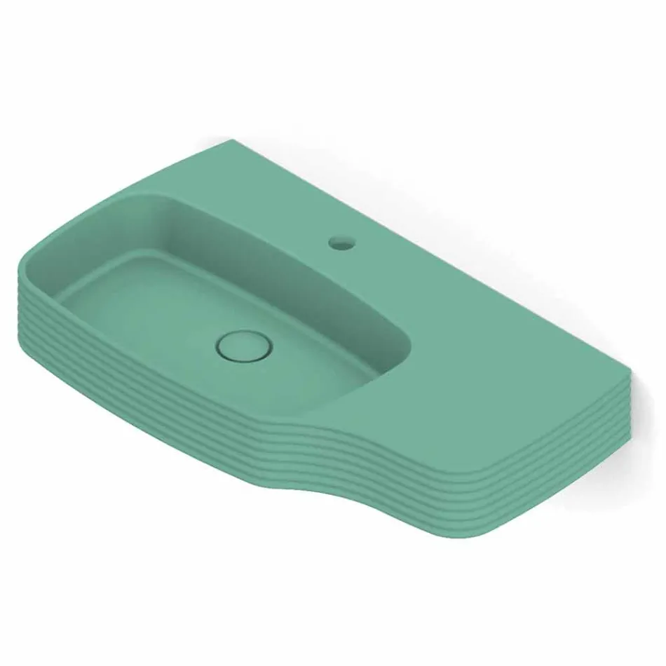 Lavabo a parete in ceramica moderno prodotto in Italia, Amleto Viadurini
