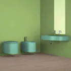 Lavabo a parete in ceramica moderno prodotto in Italia, Amleto Viadurini