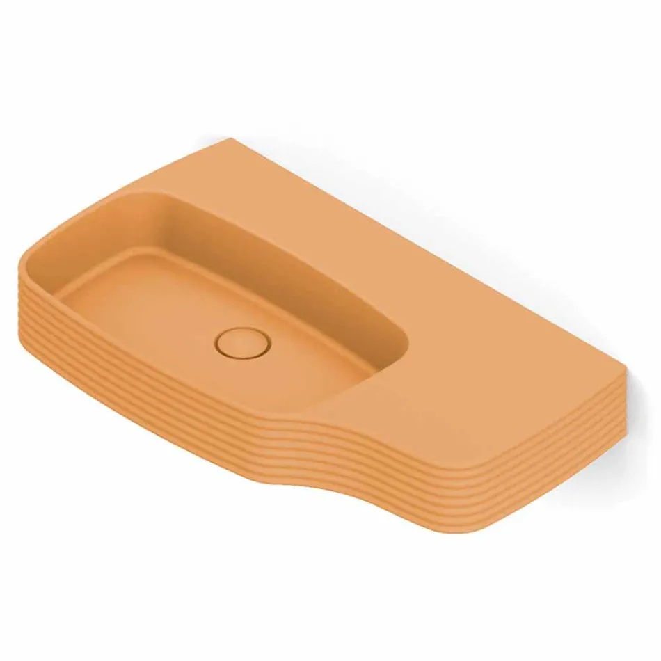Lavabo a parete in ceramica moderno prodotto in Italia, Amleto Viadurini