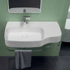 Lavabo a parete in ceramica moderno prodotto in Italia, Amleto Viadurini