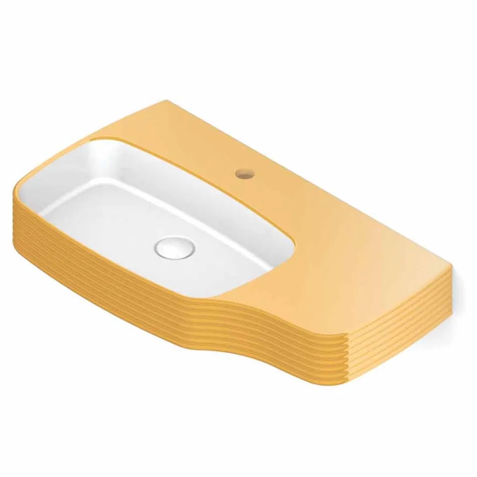 Lavabo a parete in ceramica moderno prodotto in Italia, Amleto Viadurini