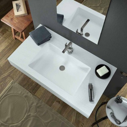Lavabo a sospensione moderno in Texolid prodotto in Italia, Rufina Viadurini