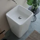 Lavabo a Terra Freestanding Quadrato in Ceramica dal Design Moderno - Papavero Viadurini