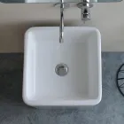 Lavabo a Terra Freestanding Quadrato in Ceramica dal Design Moderno - Papavero Viadurini