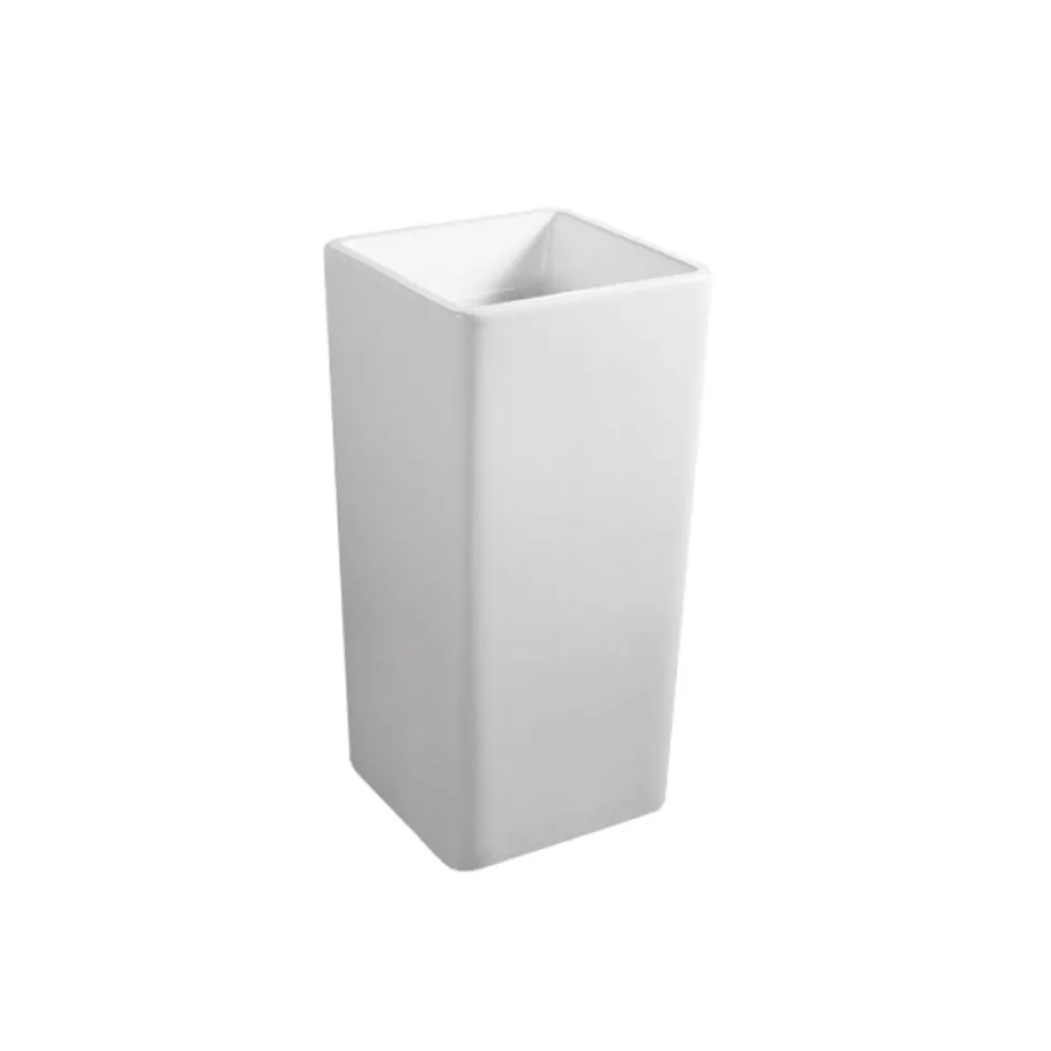 Lavabo a Terra Freestanding Quadrato in Ceramica dal Design Moderno - Papavero Viadurini