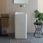 Lavabo a Terra Freestanding Quadrato in Ceramica dal Design Moderno - Papavero Viadurini