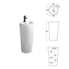Lavabo a Terra Freestanding Tondo in Ceramica Bianca Moderna - Papavero Viadurini