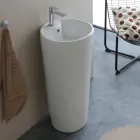 Lavabo a Terra Freestanding Tondo in Ceramica Bianca Moderna - Papavero Viadurini