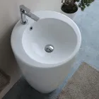 Lavabo a Terra Freestanding Tondo in Ceramica dal Design Moderno - Papavero Viadurini