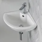 Lavabo ad angolo in Ceramica Bianca dal Design Moderno Elegante - Silice Viadurini