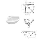 Lavabo ad angolo in Ceramica Bianca dal Design Moderno Elegante - Silice Viadurini