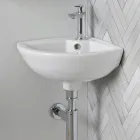 Lavabo ad angolo in Ceramica Bianca dal Design Moderno Elegante - Silice Viadurini