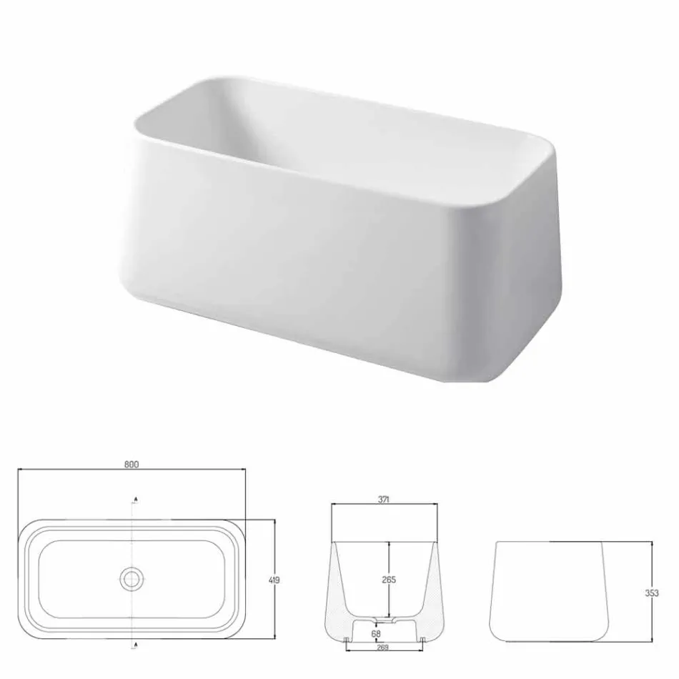 Lavabo Alto da Appoggio Moderno in Ceramica Made in Italy Oliena Viadurini