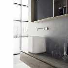Lavabo Alto Quadrato di Design Moderno da Appoggio in Resina Bianca - Tulyp Viadurini