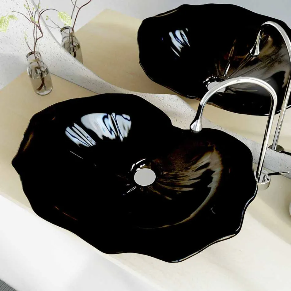 Lavabo appoggio design moderno a forma di foglia Faruglium  Viadurini