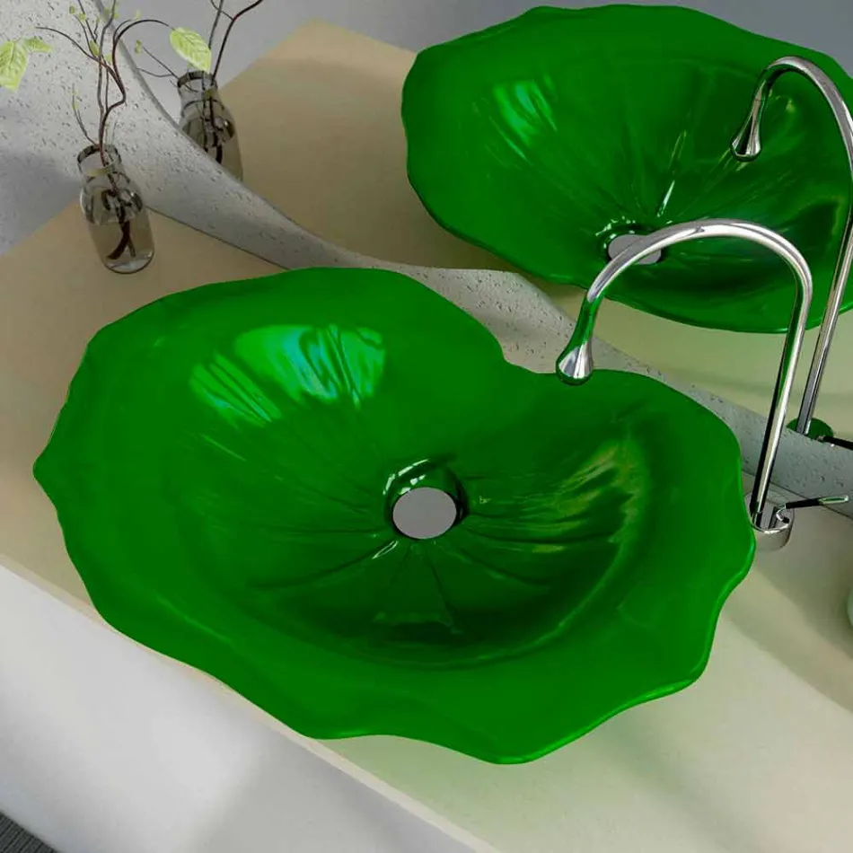 Lavabo appoggio design moderno a forma di foglia Faruglium  Viadurini