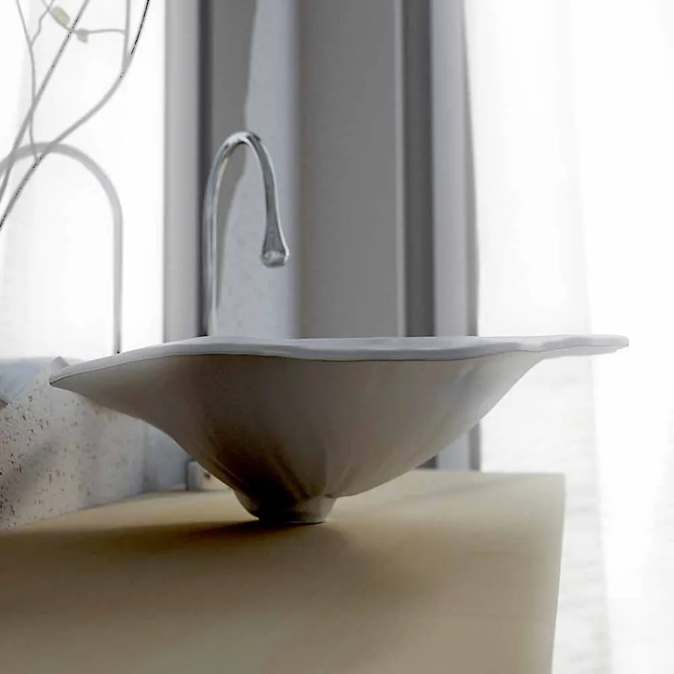 Lavabo appoggio design moderno a forma di foglia Faruglium  Viadurini