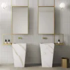 Lavabo Bagno a Colonna in Gres Porcellanato Realizzato in Italia - Baia Viadurini