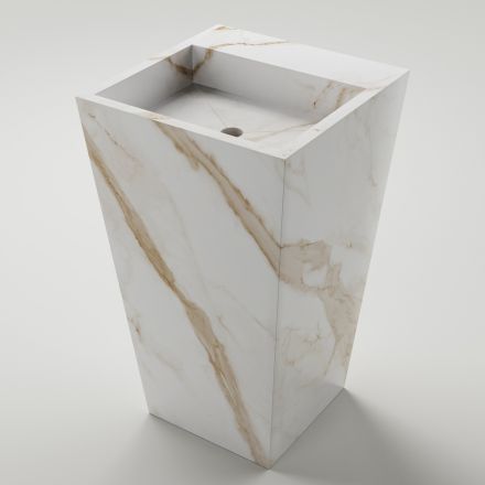 Lavabo Bagno a Colonna in Gres Porcellanato Realizzato in Italia - Baia Viadurini