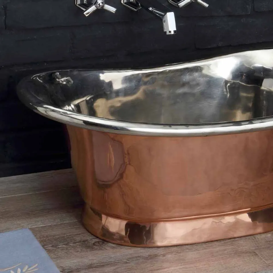 Lavabo bagno da appoggio in rame e ferro bianco Cala Viadurini