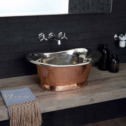 Lavabo bagno da appoggio in rame e ferro bianco Cala Viadurini