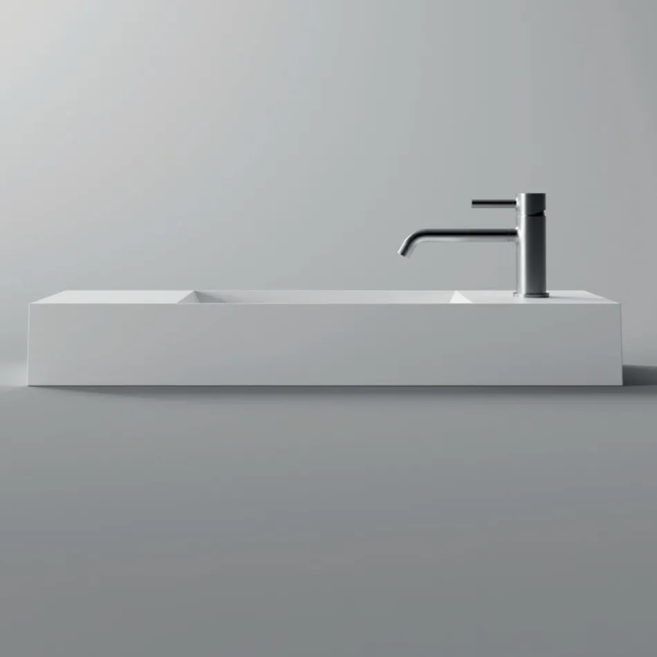 Lavabo Bagno da Appoggio o Parete in Ceramica Realizzato in Italia - Act Viadurini