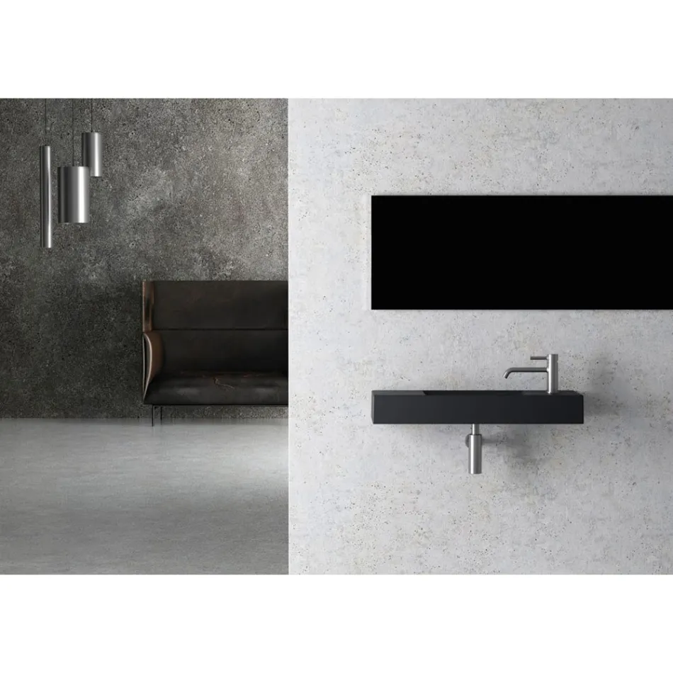 Lavabo Bagno da Appoggio o Parete in Ceramica Realizzato in Italia - Act Viadurini