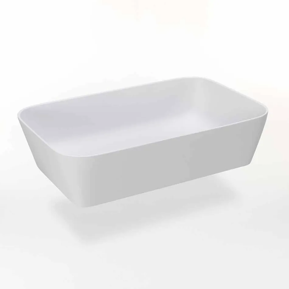 Lavabo Bagno da Appoggio Rettangolare in Resina Opaca Made in Italy – Cavan Viadurini